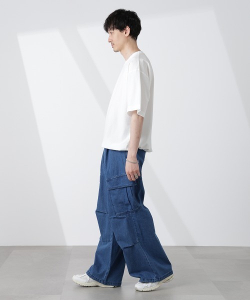NANO universe(ナノユニバース)の「ビッグポケットデニムワイドカーゴパンツ(カーゴパンツ・メンズ・ブラック/ブルー・L/M/S)」の14枚目の写真
