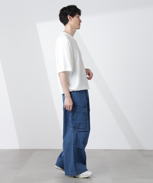 NANO universe(ナノユニバース)の「ビッグポケットデニムワイドカーゴパンツ(カーゴパンツ・メンズ・ブラック/ブルー・L/M/S)」の15枚目の写真