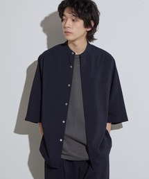 【SLICK/スリック】Poplin Band Collar Dolmansleeve Shirt / リネンライクポプリンバンドカラードルマンスリーブシャツ/ オーバーサイズ/ セットアップ対応