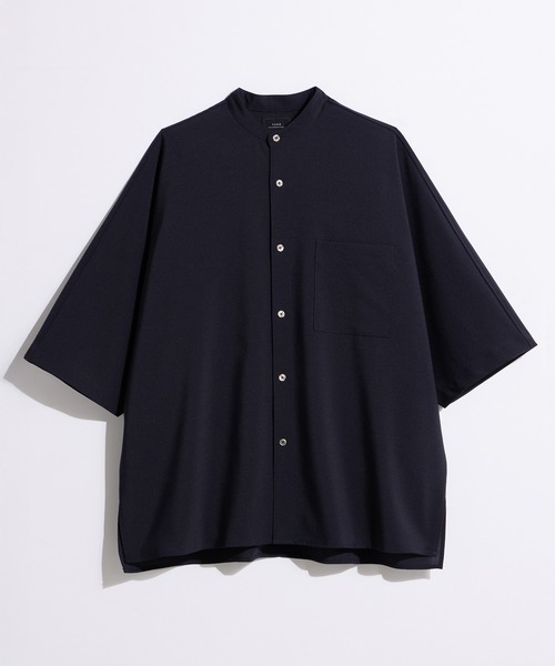SLICK(スリック)の「【SLICK/スリック】Poplin Band Collar Dolmansleeve Shirt / リネンライクポプリンバンドカラードルマンスリーブシャツ/ オーバーサイズ/ セットアップ対応(シャツ/ブラウス・メンズ・ネイビー/チャコールグレー/グレー・1/2/3)」の4枚目の写真