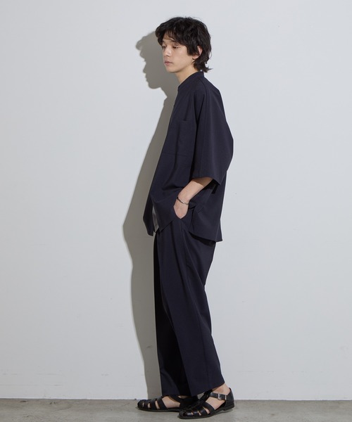 SLICK(スリック)の「【SLICK/スリック】Poplin Band Collar Dolmansleeve Shirt / リネンライクポプリンバンドカラードルマンスリーブシャツ/ オーバーサイズ/ セットアップ対応(シャツ/ブラウス・メンズ・ネイビー/チャコールグレー/グレー・1/2/3)」の18枚目の写真