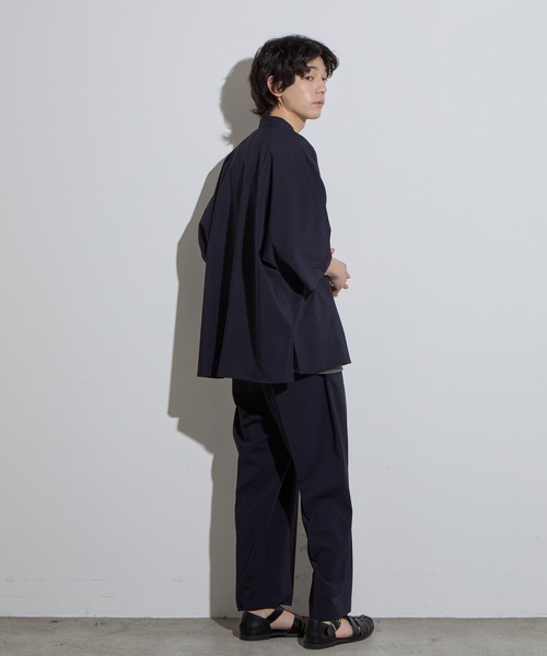 SLICK(スリック)の「【SLICK/スリック】Poplin Band Collar Dolmansleeve Shirt / リネンライクポプリンバンドカラードルマンスリーブシャツ/ オーバーサイズ/ セットアップ対応(シャツ/ブラウス・メンズ・ネイビー/チャコールグレー/グレー・1/2/3)」の7枚目の写真
