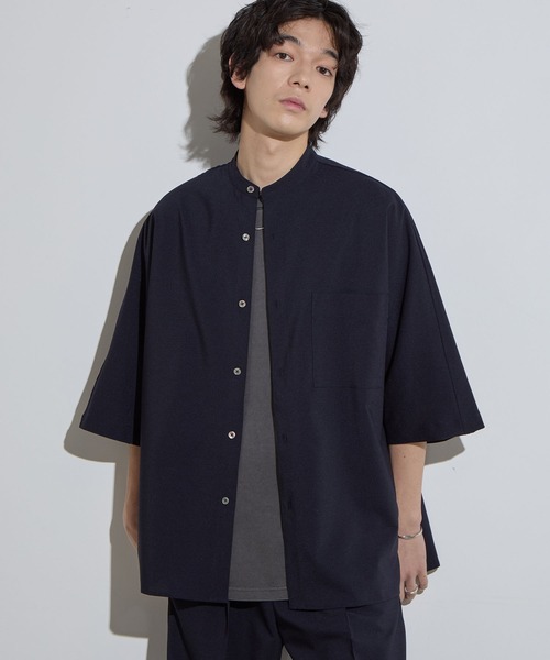 SLICK(スリック)の「【SLICK/スリック】Poplin Band Collar Dolmansleeve Shirt / リネンライクポプリンバンドカラードルマンスリーブシャツ/ オーバーサイズ/ セットアップ対応(シャツ/ブラウス・メンズ・ネイビー/チャコールグレー/グレー・1/2/3)」の13枚目の写真