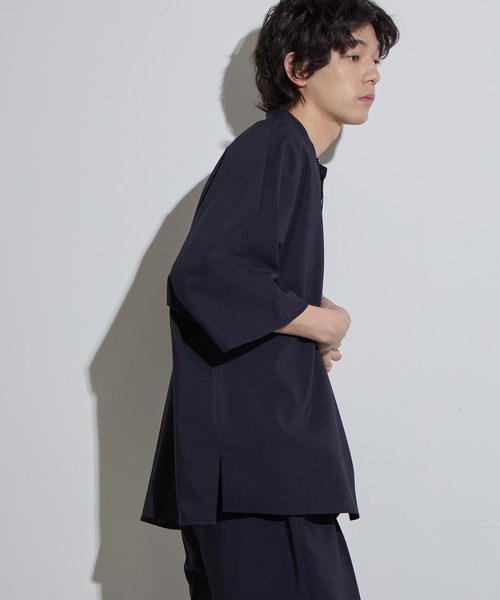 SLICK(スリック)の「【SLICK/スリック】Poplin Band Collar Dolmansleeve Shirt / リネンライクポプリンバンドカラードルマンスリーブシャツ/ オーバーサイズ/ セットアップ対応(シャツ/ブラウス・メンズ・ネイビー/チャコールグレー/グレー・1/2/3)」の15枚目の写真