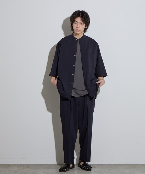 SLICK(スリック)の「【SLICK/スリック】Poplin Band Collar Dolmansleeve Shirt / リネンライクポプリンバンドカラードルマンスリーブシャツ/ オーバーサイズ/ セットアップ対応(シャツ/ブラウス・メンズ・ネイビー/チャコールグレー/グレー・1/2/3)」の17枚目の写真