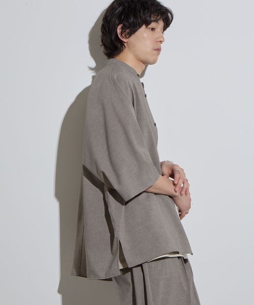 SLICK(スリック)の「【SLICK/スリック】Poplin Band Collar Dolmansleeve Shirt / リネンライクポプリンバンドカラードルマンスリーブシャツ/ オーバーサイズ/ セットアップ対応(シャツ/ブラウス・メンズ・ネイビー/チャコールグレー/グレー・1/2/3)」の19枚目の写真