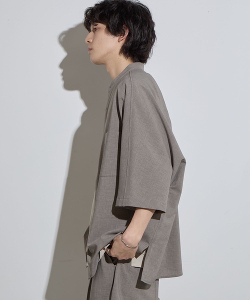 SLICK(スリック)の「【SLICK/スリック】Poplin Band Collar Dolmansleeve Shirt / リネンライクポプリンバンドカラードルマンスリーブシャツ/ オーバーサイズ/ セットアップ対応(シャツ/ブラウス・メンズ・ネイビー/チャコールグレー/グレー・1/2/3)」の20枚目の写真