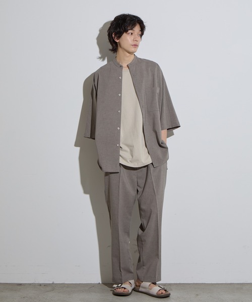 SLICK(スリック)の「【SLICK/スリック】Poplin Band Collar Dolmansleeve Shirt / リネンライクポプリンバンドカラードルマンスリーブシャツ/ オーバーサイズ/ セットアップ対応(シャツ/ブラウス・メンズ・ネイビー/チャコールグレー/グレー・1/2/3)」の22枚目の写真