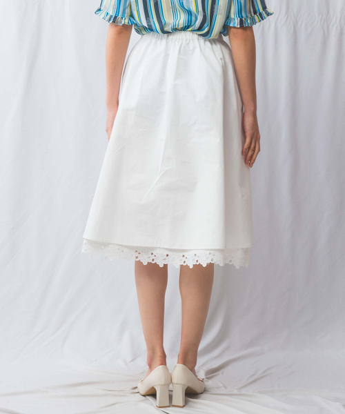 極美品♡ナラカミーチェ ネイビー系 花柄総レース 裾スカラップタイトスカート M 極美品♡ナラカミーチェ ネイビー系 花柄総レース 裾スカラップ