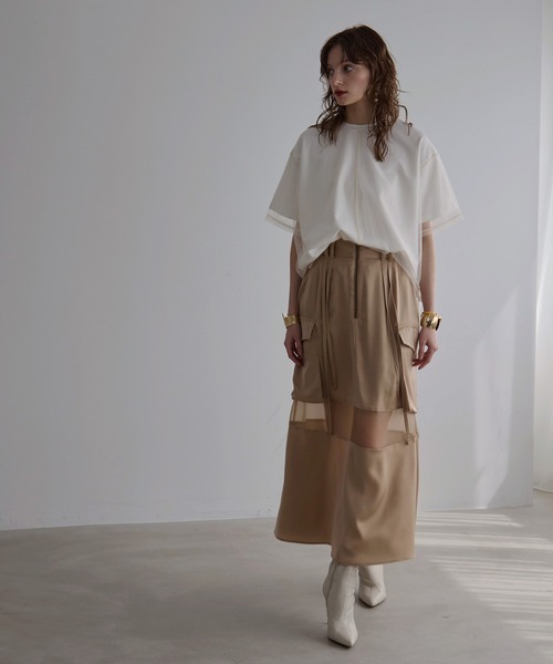 MIELI INVARIANT（ミエリインヴァリアント）の「Military Cargo Gloss Skirt（スカート・レディース・ブラック/ベージュ・MEDIUM/SMALL）」の6枚目の写真