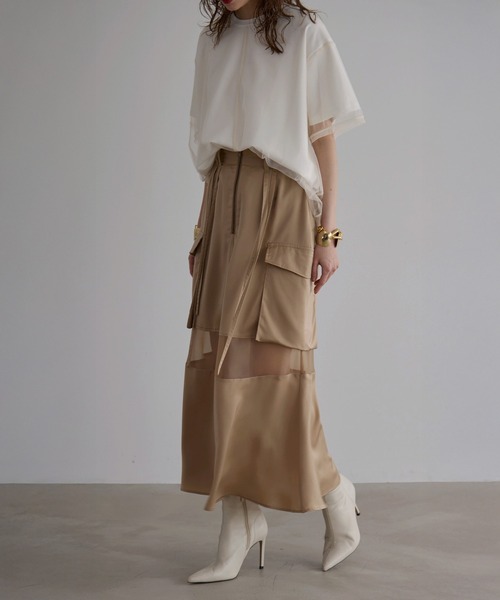 MIELI INVARIANT（ミエリインヴァリアント）の「Military Cargo Gloss Skirt（スカート・レディース・ブラック/ベージュ・MEDIUM/SMALL）」の7枚目の写真