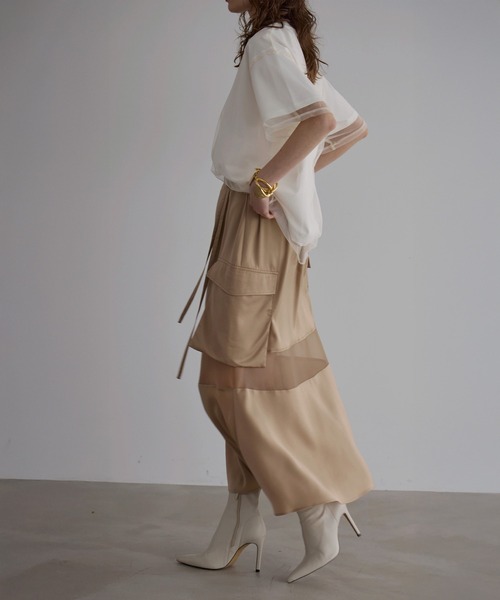 MIELI INVARIANT（ミエリインヴァリアント）の「Military Cargo Gloss Skirt（スカート・レディース・ブラック/ベージュ・MEDIUM/SMALL）」の8枚目の写真