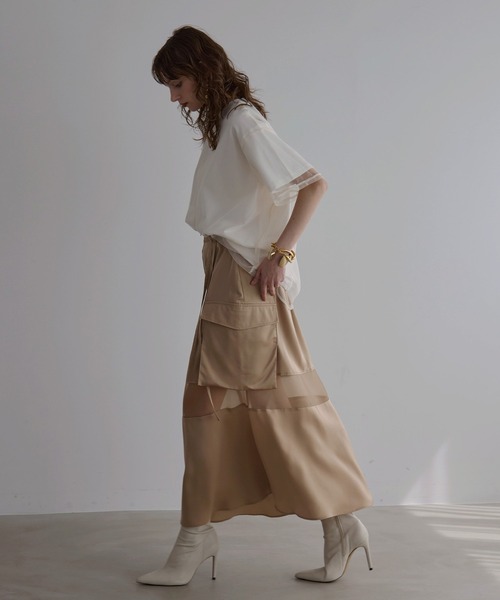 MIELI INVARIANT（ミエリインヴァリアント）の「Military Cargo Gloss Skirt（スカート・レディース・ブラック/ベージュ・MEDIUM/SMALL）」の10枚目の写真