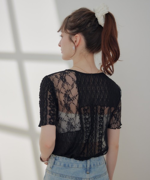 ECREL(エクレール)の「マルチレースメロートップス(Tシャツ/カットソー・レディース・アイボリー/ブラック・FREE)」の20枚目の写真