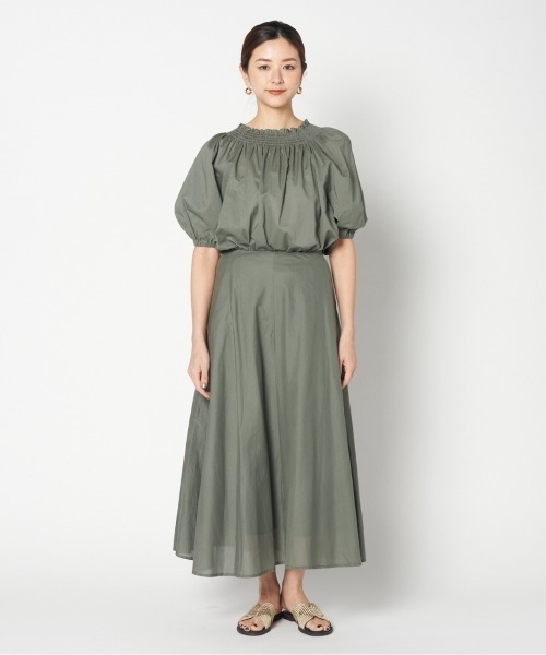 HELIOPOLE(エリオポール)の「COTTON LAWN FLARED SKIRT(スカート・レディース・カーキ/ネイビー・36/38)」の9枚目の写真