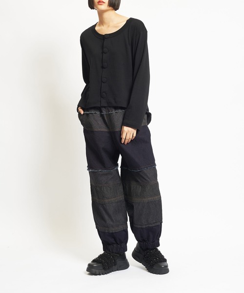 gomme（ゴム）の「8ozデニム　チェンジパンツ（デニムパンツ・レディース・インディゴブルー/ブラック・MEDIUM）」の5枚目の写真