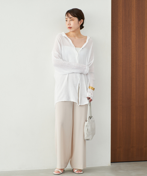 plage(プラージュ)の「《追加》LES ATELIERS FRANCAIS DE CONFECTION 別注 OVER シャツ(シャツ/ブラウス・レディース・ホワイト/ブラックミックス・FREE)」の10枚目の写真