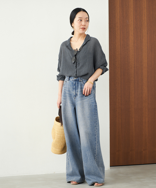plage(プラージュ)の「《追加》LES ATELIERS FRANCAIS DE CONFECTION 別注 OVER シャツ(シャツ/ブラウス・レディース・ホワイト/ブラックミックス・FREE)」の8枚目の写真
