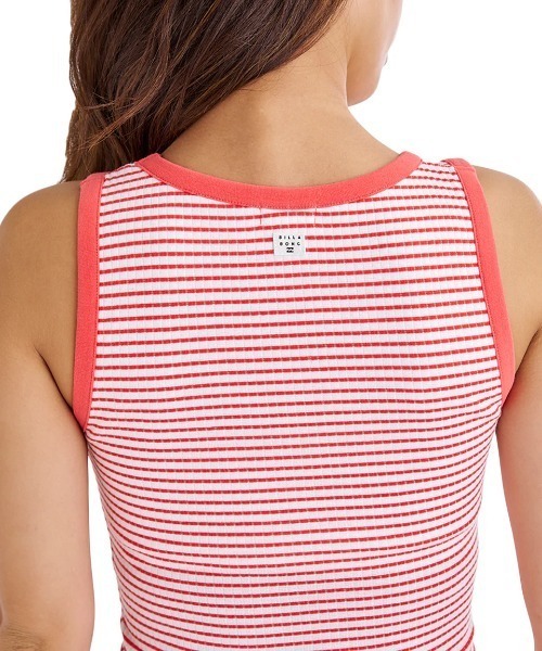 BILLABONG(ビラボン)の「BILLABONG レディース BABY FIT RIB BRA CUP TANK タンクトップ 【2025年夏モデル】/ビラボンカップ付きボーダーリブタンクトップ(タンクトップ・レディース・ブラウン系その他/ブラック/レッド・MEDIUM)」の6枚目の写真