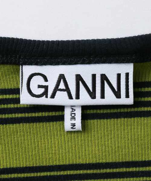 U by SPICK&SPAN（ユーバイスピックアンドスパン）の「GANNI/ガニー Striped Soft Cotton Rib Tank Top（タンクトップ・レディース・アイボリー/グリーン・FREE）」の10枚目の写真