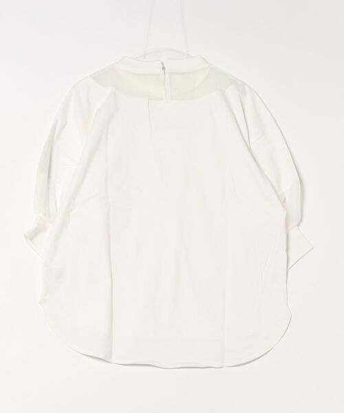 STYLEBLOCK（スタイルブロック）の「綿天竺オーガンジー切替Tシャツ（Tシャツ/カットソー・レディース・レッド系その他/モカ/オフホワイト/ブラック/ブルー・M）」の6枚目の写真