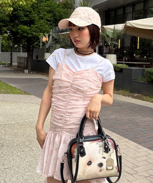 [ODDONEOUT]FLOWER SHIRRING ONE PIECE PINK/追跡付 ODDONEOUT]FLOWER SHIRRING ONE PIECE PINK/追跡付 (ODD ONE OUT