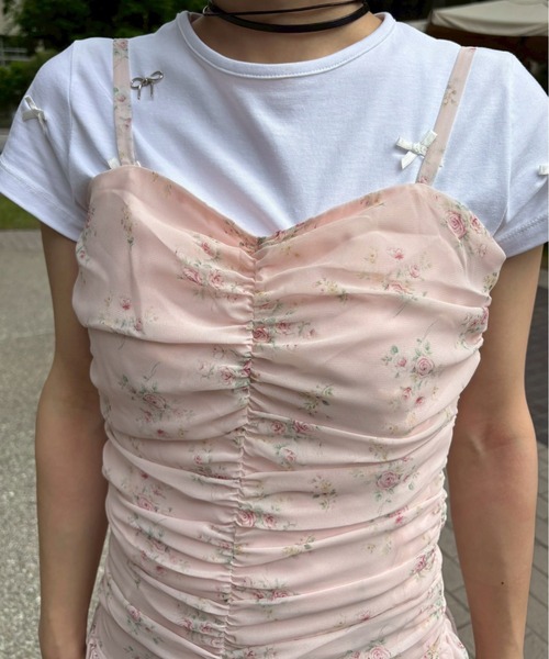[ODDONEOUT]FLOWER SHIRRING ONE PIECE PINK/追跡付 ODDONEOUT]FLOWER SHIRRING ONE PIECE PINK/追跡付 (ODD ONE OUT