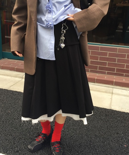 ベルトSET】Belted layered pleats midi skirt【JD】（スカート