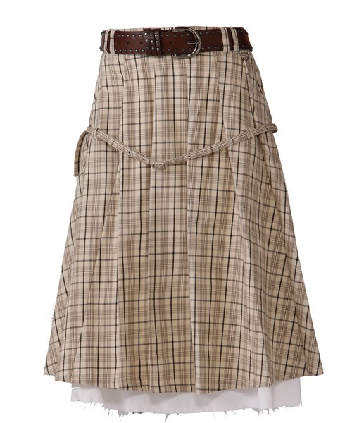 ベルトSET】Belted layered pleats midi skirt【JD】（スカート