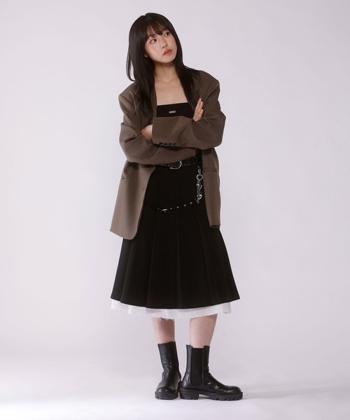 【ベルトSET】Belted layered pleats midi skirt ベルトSET】Belted layered pleats midi skirt【JD】（スカート