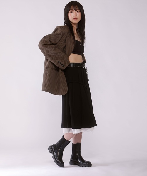 ベルトSET】Belted layered pleats midi skirt【JD】（スカート