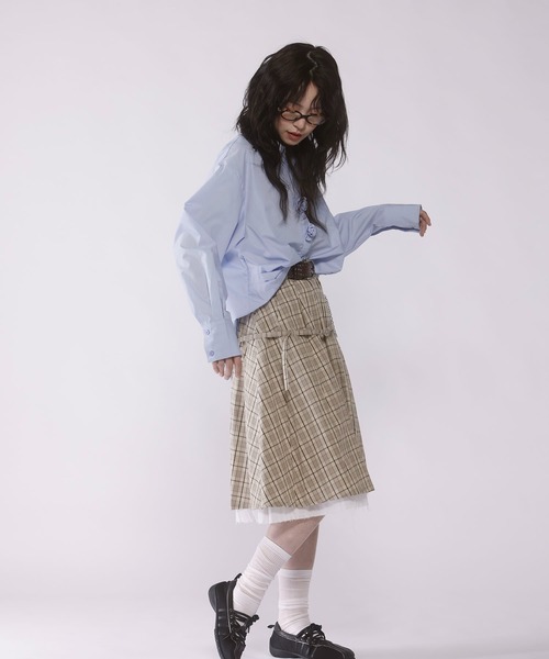 ベルトSET】Belted layered pleats midi skirt【JD】（スカート