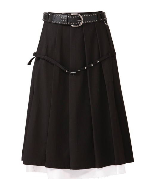9/30まで！Belted layered pleats midi skirt セール】【ベルトSET】Belted layered pleats midi skirt【JD