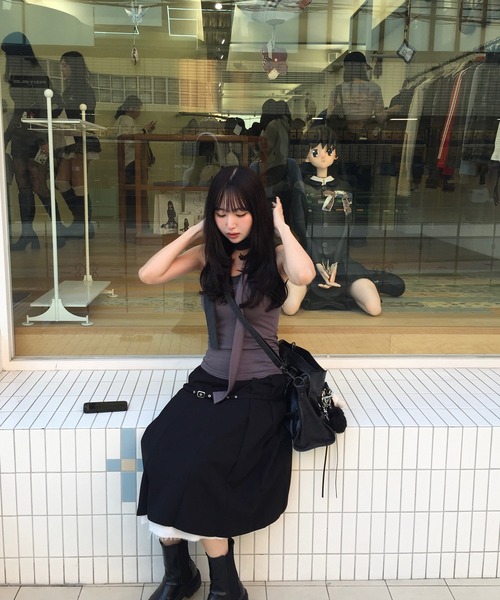 ベルトSET】Belted layered pleats midi skirt【JD】（スカート