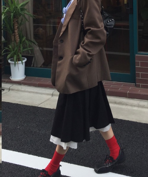 Judin(ジュディン)の「【ベルトSET】Belted layered pleats midi skirt【JD】(スカート・レディース・ブラック/ベージュ・S/M)」の9枚目の写真