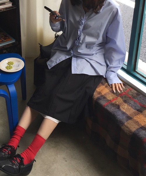 Judin(ジュディン)の「【ベルトSET】Belted layered pleats midi skirt【JD】(スカート・レディース・ブラック/ベージュ・S/M)」の7枚目の写真
