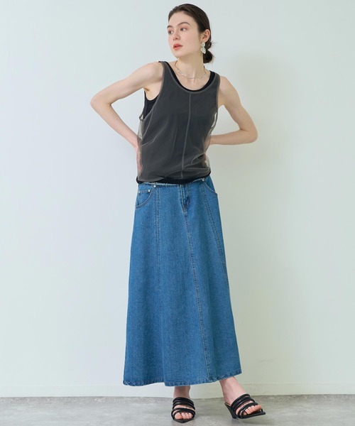 Settimissimo（セッティミッシモ）の「チュール レイヤード リブ タンクトップ（タンクトップ・レディース・ブラック/グレー/ベージュ・FREE）」の13枚目の写真