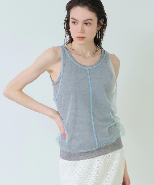 Settimissimo（セッティミッシモ）の「チュール レイヤード リブ タンクトップ（タンクトップ・レディース・ブラック/グレー/ベージュ・FREE）」の15枚目の写真