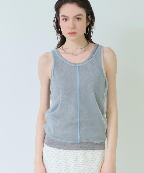 Settimissimo（セッティミッシモ）の「チュール レイヤード リブ タンクトップ（タンクトップ・レディース・ブラック/グレー/ベージュ・FREE）」の16枚目の写真