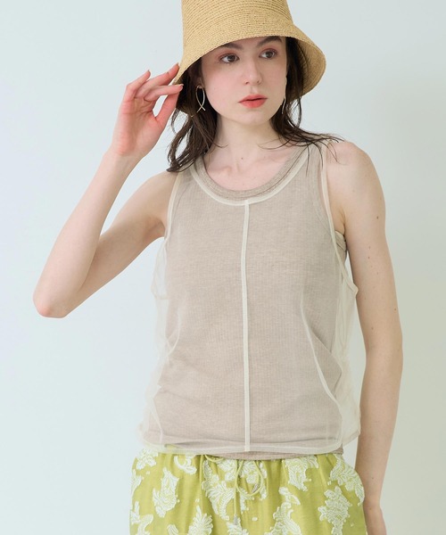 Settimissimo（セッティミッシモ）の「チュール レイヤード リブ タンクトップ（タンクトップ・レディース・ブラック/グレー/ベージュ・FREE）」の19枚目の写真