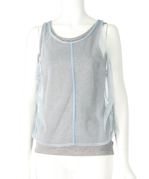 Settimissimo（セッティミッシモ）の「チュール レイヤード リブ タンクトップ（タンクトップ・レディース・ブラック/グレー/ベージュ・FREE）」の9枚目の写真