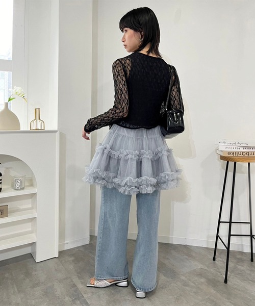 チュール　ボリューム　ミニ　スカート　bibiy clane todayful 3color 】チュールフリルボリュームミニスカート ／ tulle