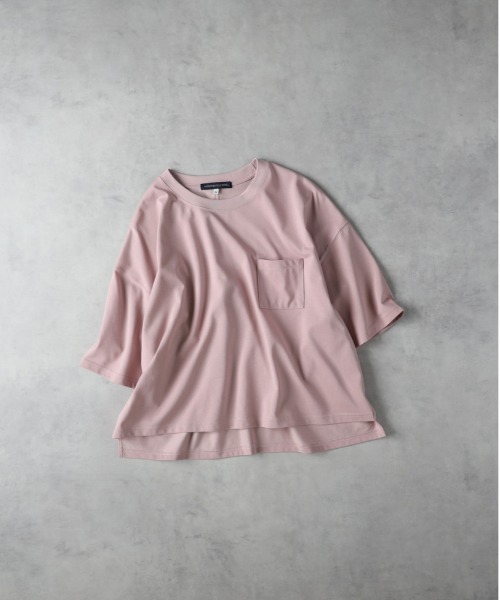 Right-on(ライトオン)の「HONEYSUCKLE ROSE(ハニーサックルローズ)【レディース】【汗染み防止/接触冷感/UVカット】「汗染み防止」ワイドTシャツ(Tシャツ/カットソー・レディース・オフホワイト/ピンク・M/L)」の2枚目の写真