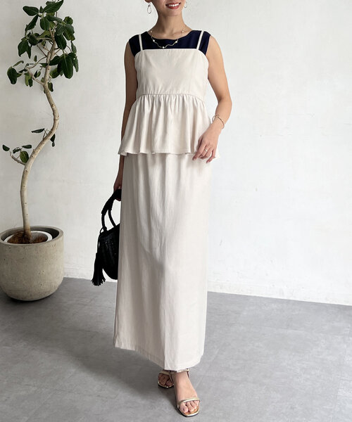 Chez toi（シェトワ）の「キャミペプラム×タイトスカート（ワンピース・レディース・アイボリー/チャコールグレー/ベージュ・FREE）」の21枚目の写真