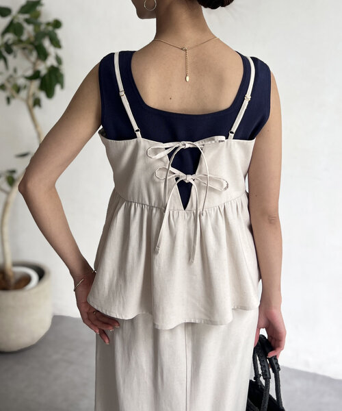 Chez toi（シェトワ）の「キャミペプラム×タイトスカート（ワンピース・レディース・アイボリー/チャコールグレー/ベージュ・FREE）」の6枚目の写真