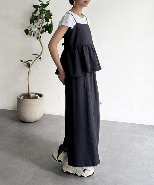 Chez toi（シェトワ）の「キャミペプラム×タイトスカート（ワンピース・レディース・アイボリー/チャコールグレー/ベージュ・FREE）」の15枚目の写真