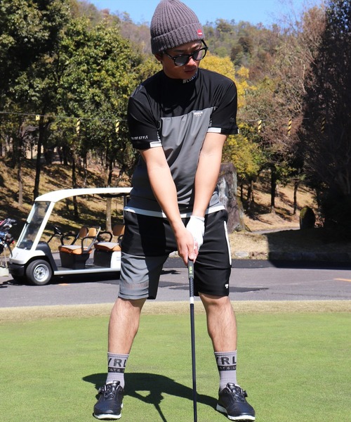 LUXE/R GOLF(ラグジュ ゴルフ)の「(RM)【LUXE/R GOLF】COOL & DRY ストレッチ スムース バイカラー モックネック Tシャツ(Tシャツ/カットソー・メンズ・ブラック×グレー・L/XL/M)」の14枚目の写真
