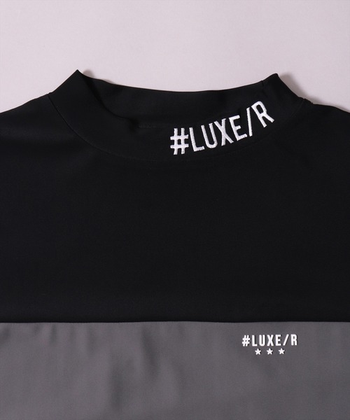 LUXE/R GOLF(ラグジュ ゴルフ)の「(RM)【LUXE/R GOLF】COOL & DRY ストレッチ スムース バイカラー モックネック Tシャツ(Tシャツ/カットソー・メンズ・ブラック×グレー・L/XL/M)」の6枚目の写真