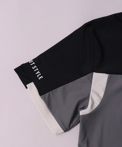 LUXE/R GOLF(ラグジュ ゴルフ)の「(RM)【LUXE/R GOLF】COOL & DRY ストレッチ スムース バイカラー モックネック Tシャツ(Tシャツ/カットソー・メンズ・ブラック×グレー・L/XL/M)」の7枚目の写真