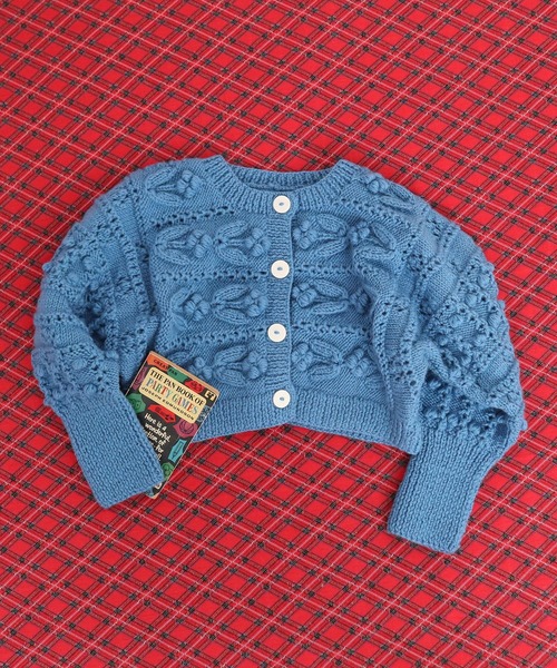 CHILD WOMAN（チャイルドウーマン）の「ネパールギルボックス もよう編みショートカーディガン（カーディガン/ボレロ・レディース・サックスブルー/レッド/アイボリー・FREE）」の3枚目の写真